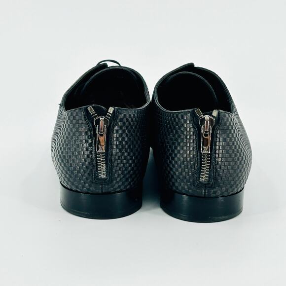Y2K Louis Vuitton Black Embossed Checkerboard Leather Lace-Up ZIp Heel Shoes - Picture 6 of 9